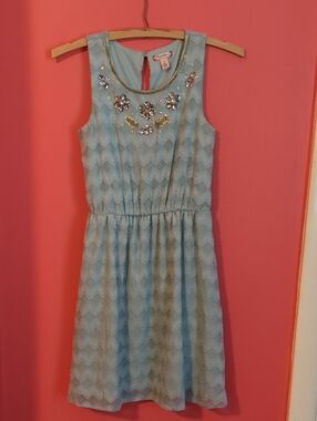 ruby & bloom Light Blue Bejeweled Sleeveless Girls' Dress